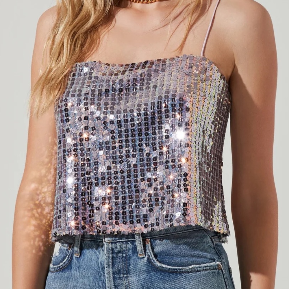LUXORIA FLOWER SEQUIN TOP - worn once